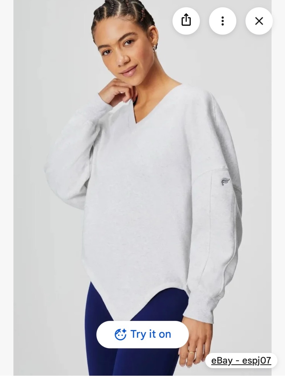 Fabletics Forever fleece Heather gray. Asymmetrical V-Neck Relaxed Hem Sweater